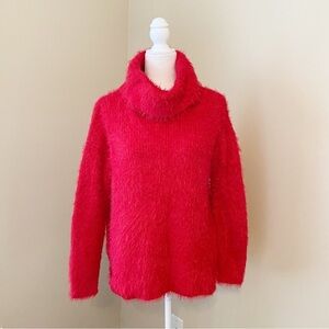 Catherine Malandrino Eyelash Knit Cowl Neck Red Sweater - Medium